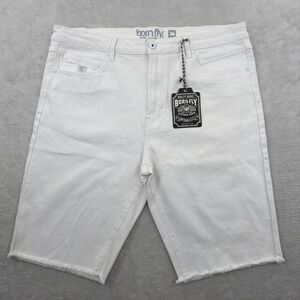 New Born Fly Men's 36x12 Big & Tall Shorts White Wash Distressed Amex Denim NWT